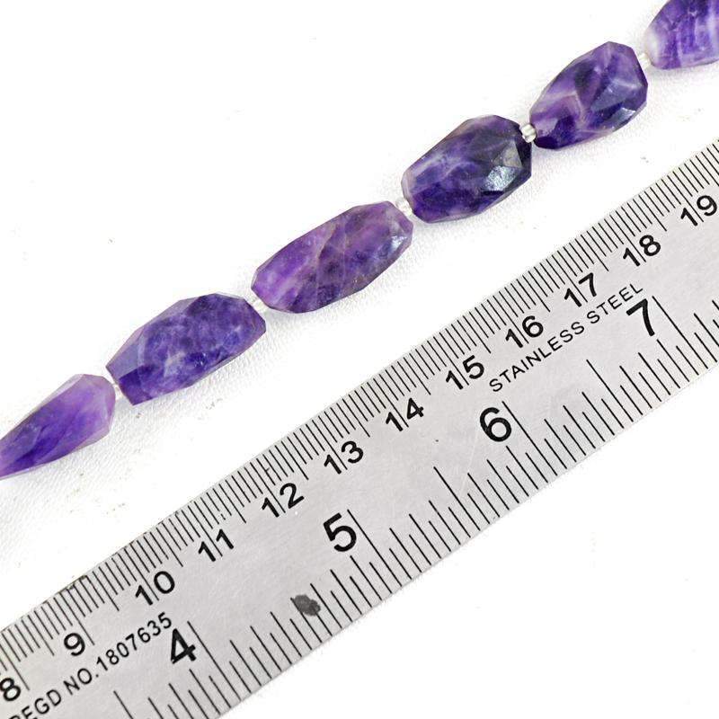 gemsmore:Natural Faceted Purple Amethyst Beads Strand - Drilled