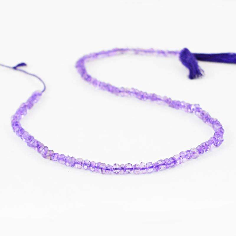 gemsmore:Natural Faceted Purple Amethyst Drilled Beads Strand - Round Shape
