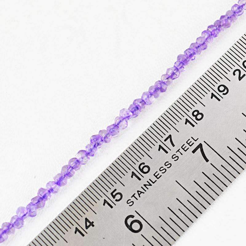 gemsmore:Natural Faceted Purple Amethyst Drilled Beads Strand - Round Shape