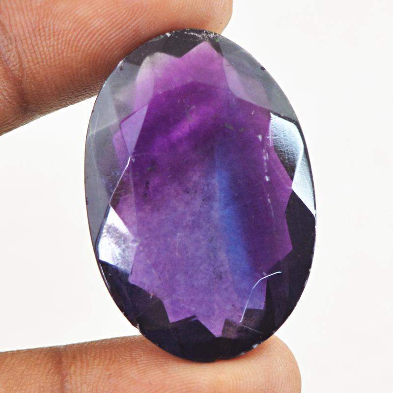 gemsmore:Natural Faceted Purple Amethyst Oval Shape Gemstone