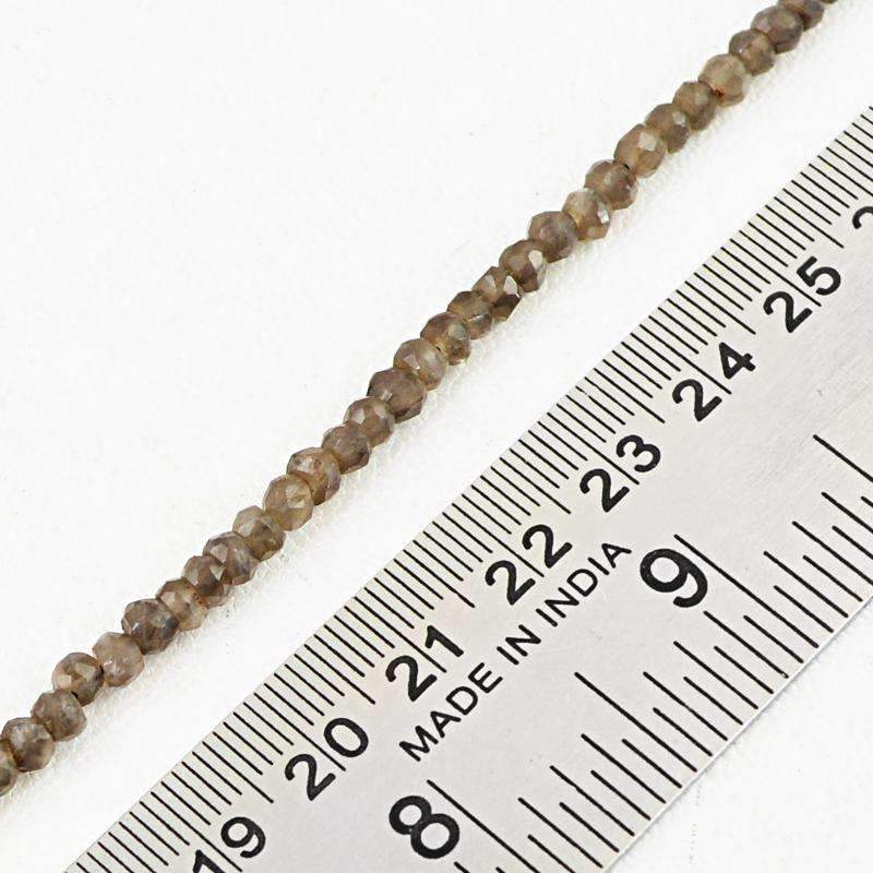 gemsmore:Natural Faceted Smoky Quartz Beads Strand - Round Shape Drilled