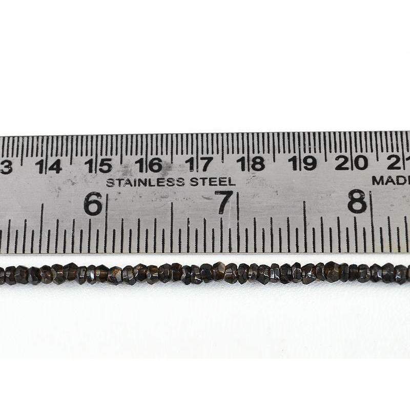 gemsmore:Natural Faceted Smoky Quartz Drilled Beads Strand Round Shape