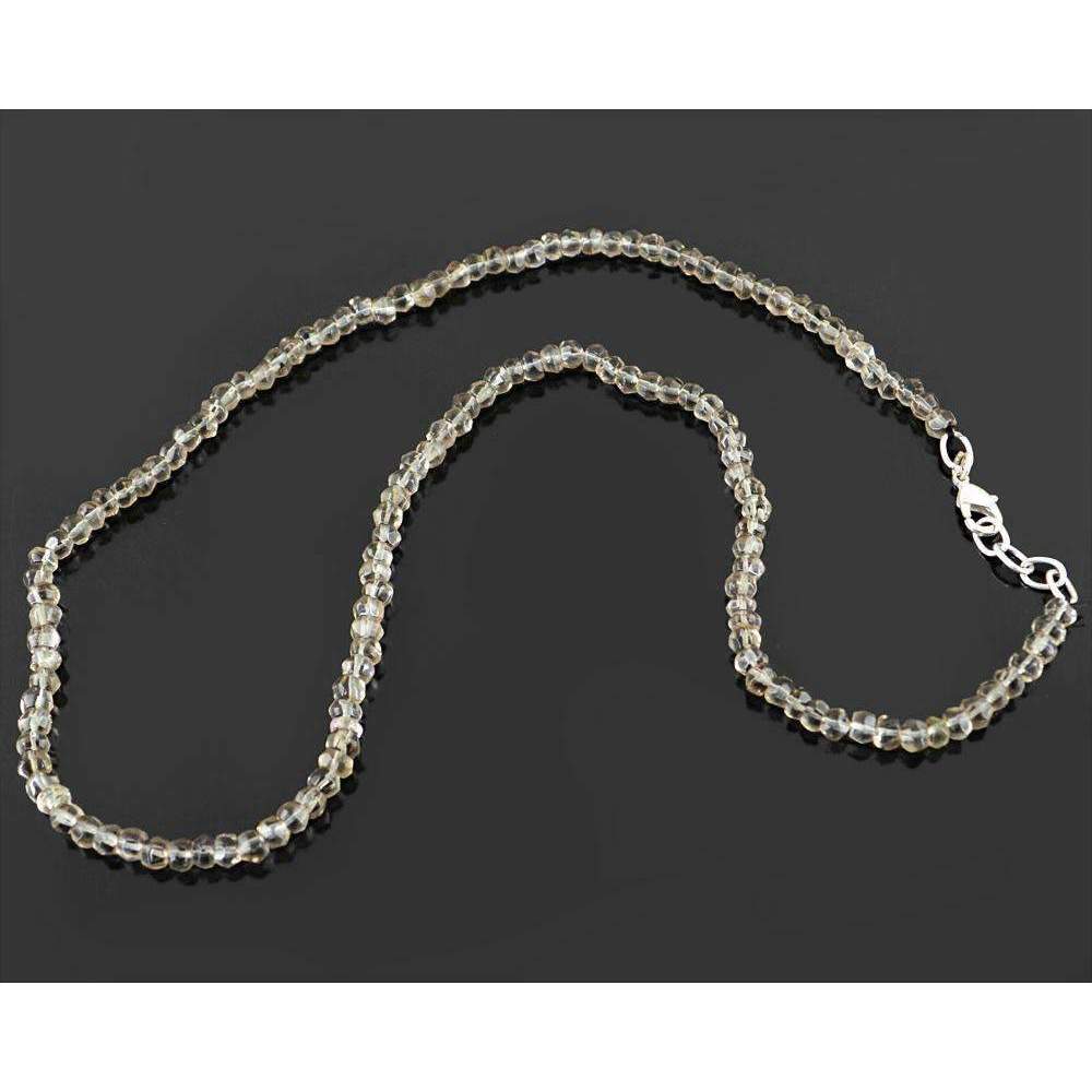 gemsmore:Natural Faceted Smoky Quartz Necklace - Round Shape Beads