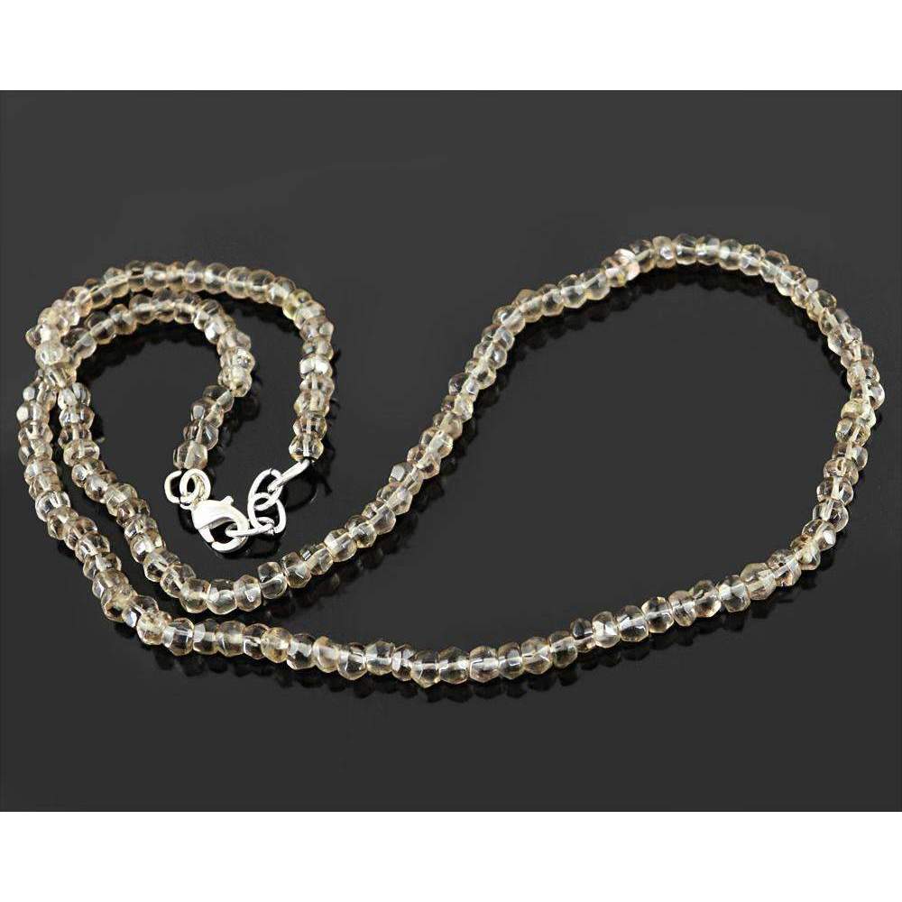 gemsmore:Natural Faceted Smoky Quartz Necklace - Round Shape Beads