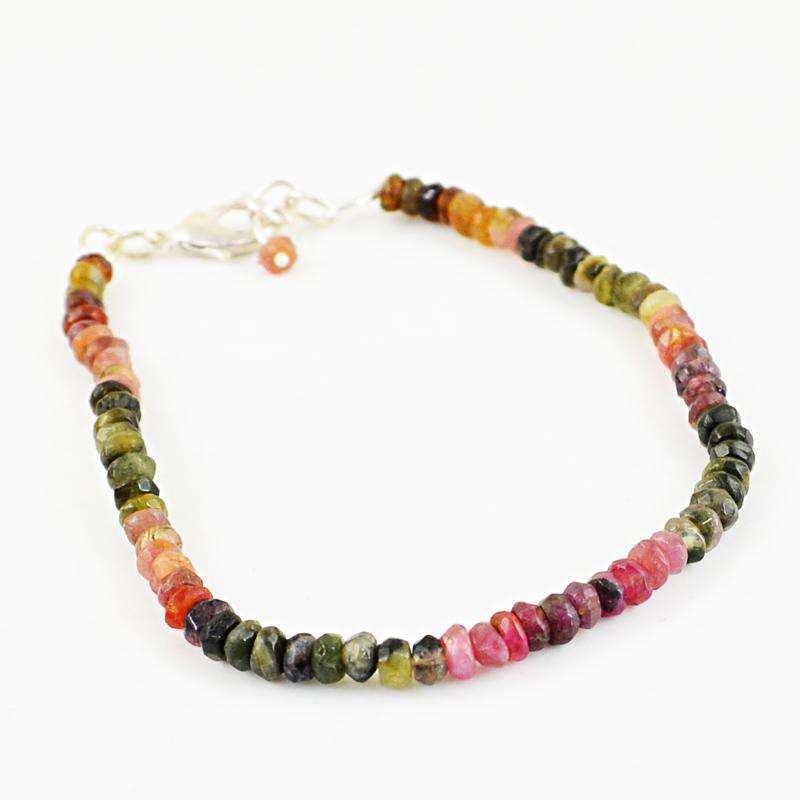 gemsmore:Natural Faceted Watermelon Tourmaline Beads Bracelet