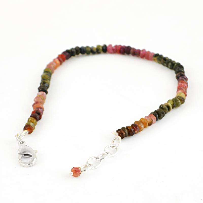 gemsmore:Natural Faceted Watermelon Tourmaline Beads Bracelet