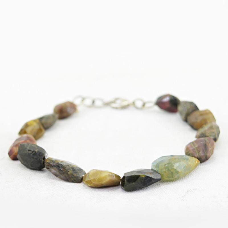 gemsmore:Natural Faceted Watermelon Tourmaline Bracelet Untreated Beads