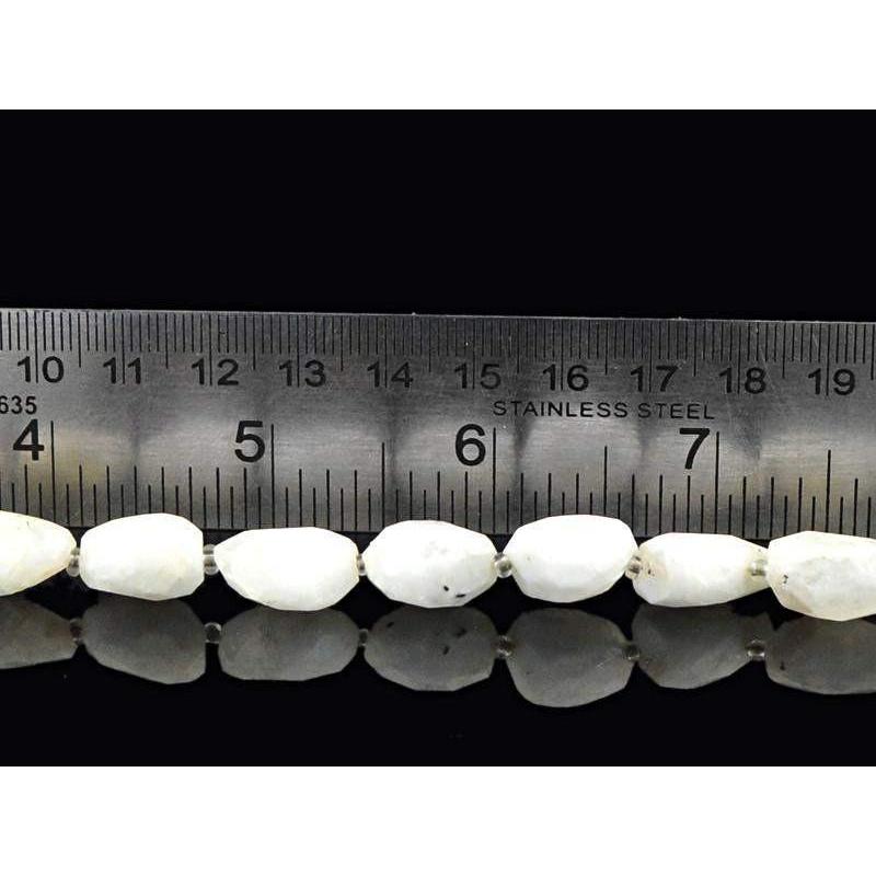 gemsmore:Natural Faceted White Agate Beads Strand