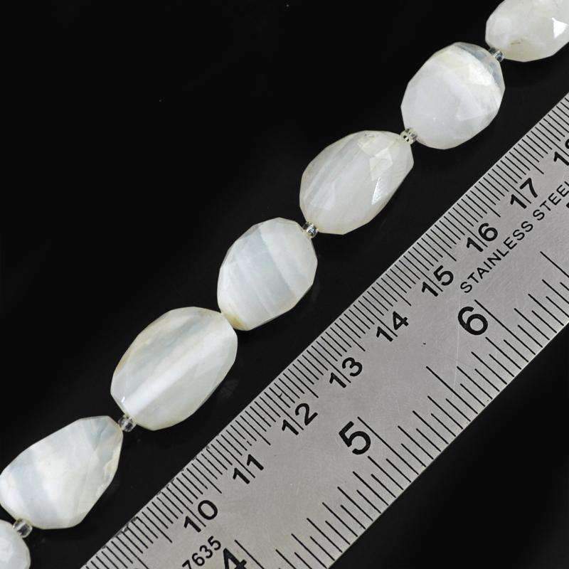 gemsmore:Natural Faceted White Agate Drilled Beads Strand