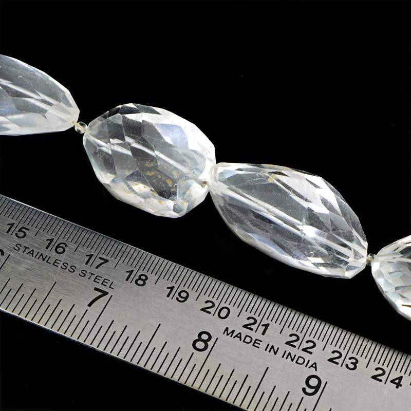 gemsmore:Natural Faceted White Quartz Beads Strand