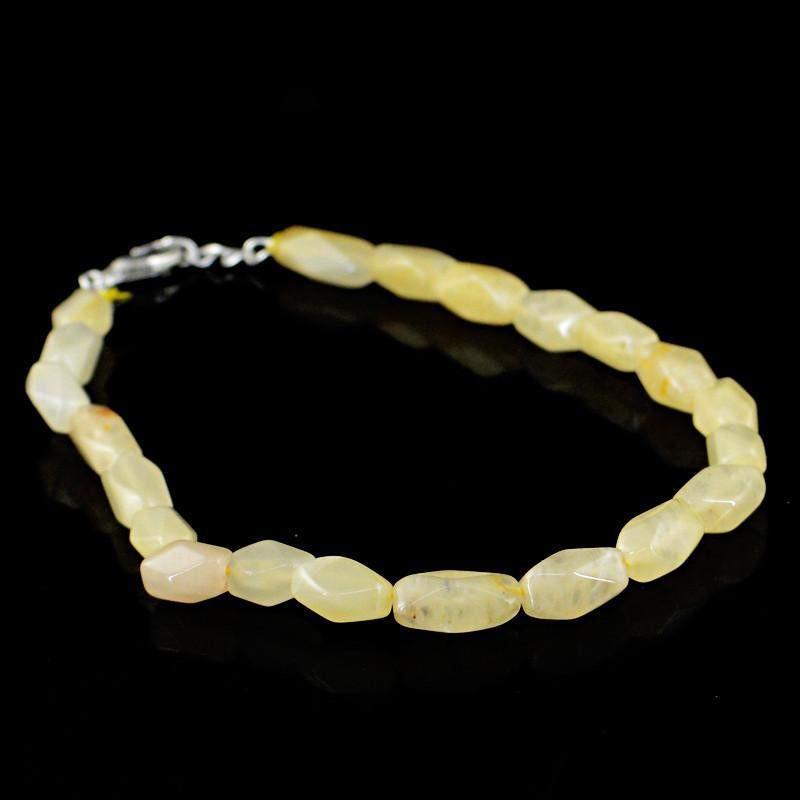 gemsmore:Natural Faceted Yellow Aventurine Bracelet Untreated Beads
