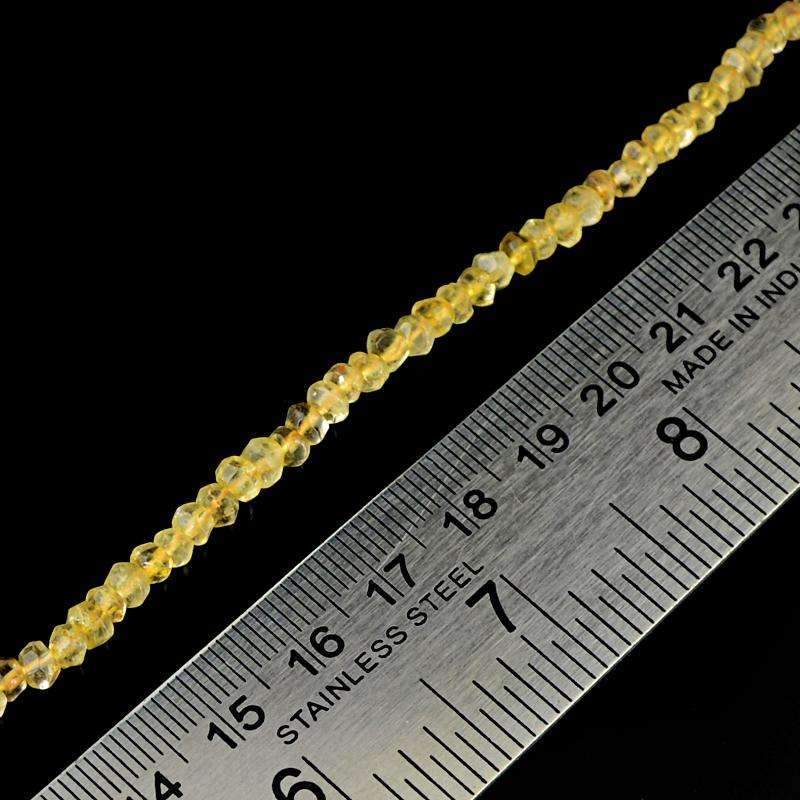 gemsmore:Natural Faceted Yellow Citrine Drilled Beads Strand - Round Shape