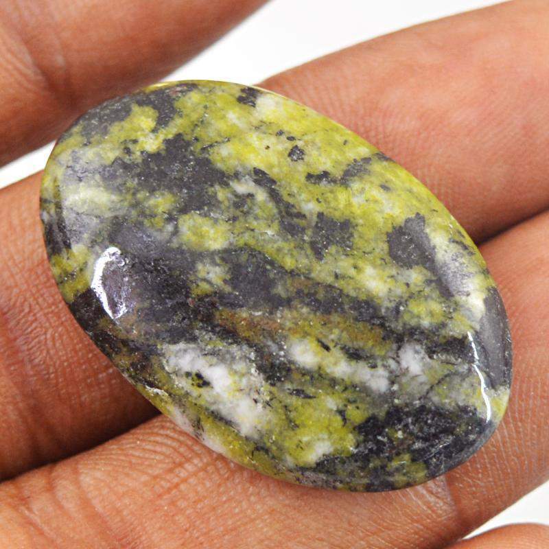 gemsmore:Natural Forest Green Jasper Oval Shape Gemstone