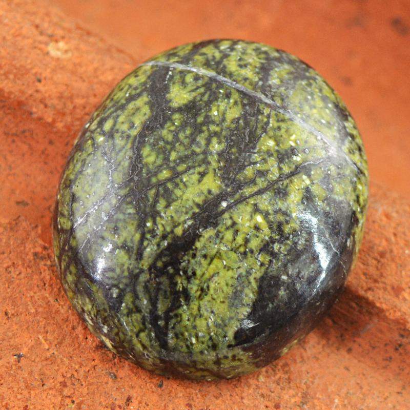 gemsmore:Natural Forest Green Jasper Oval Shape Loose Gemstone