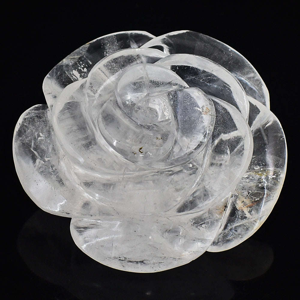 gemsmore:Natural Genuine Amazing White Quartz  Hand Carved Rose
