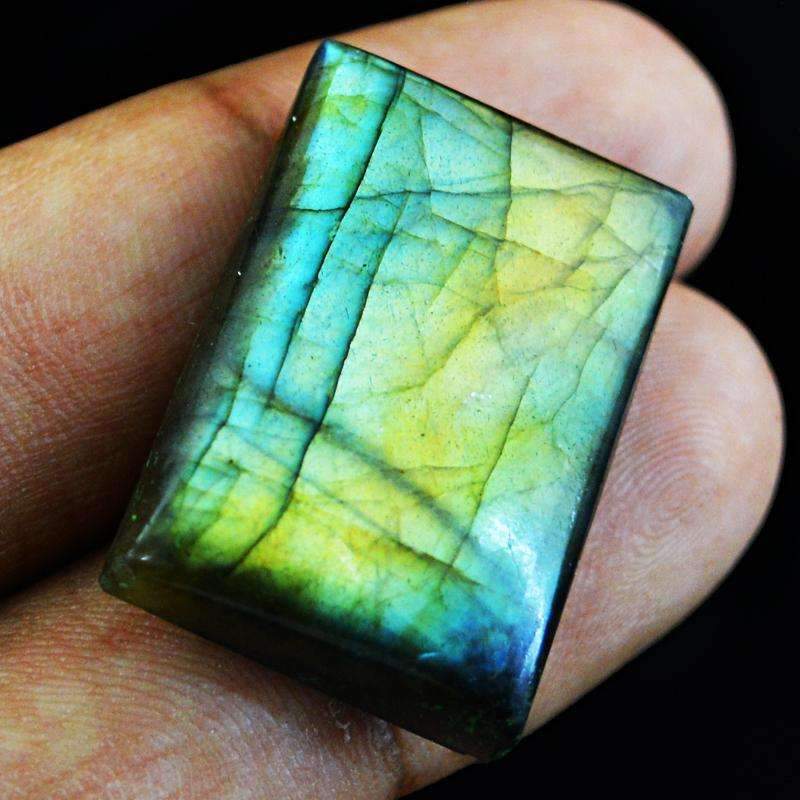 gemsmore:Natural Golden & Blue Flash Labradorite Gemstone Rectangular Shape