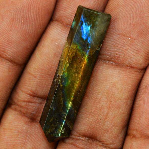 gemsmore:Natural Golden & Blue Flash Labradorite Healing Point