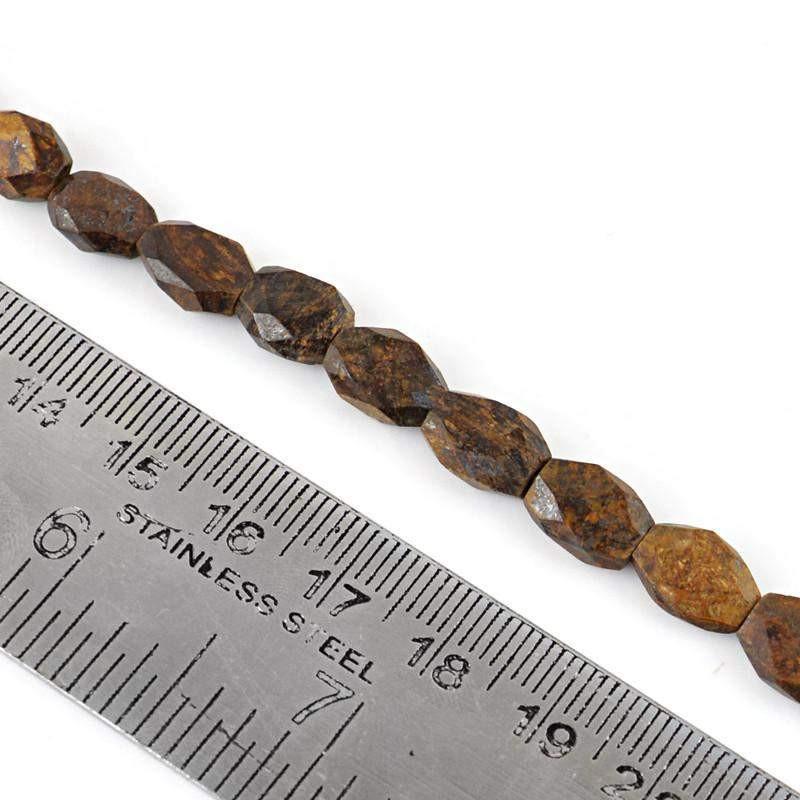 gemsmore:Natural Golden Bronzite Faceted Beads Strand