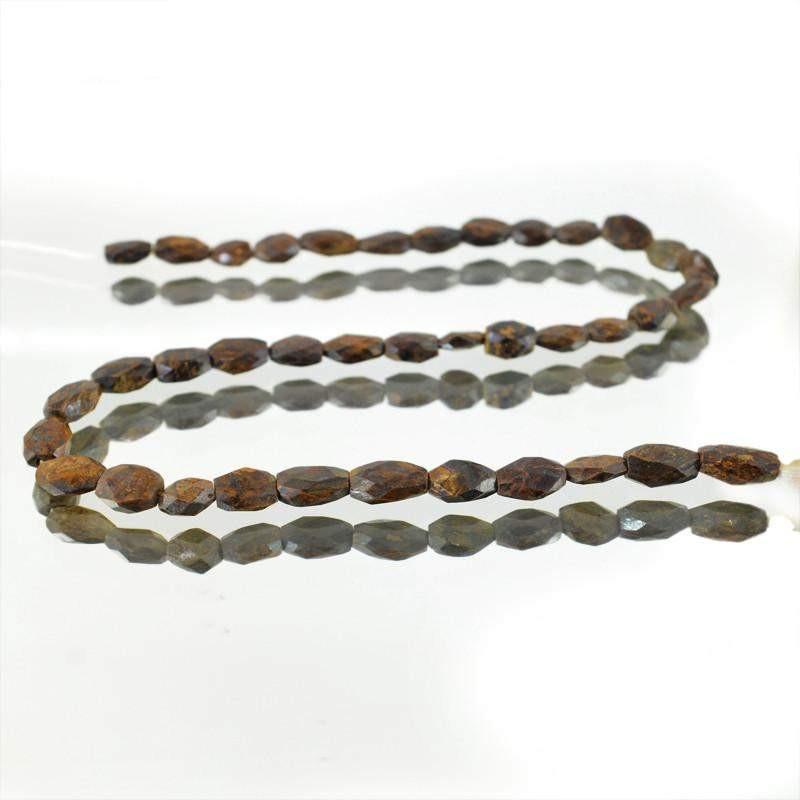 gemsmore:Natural Golden Bronzite Faceted Beads Strand