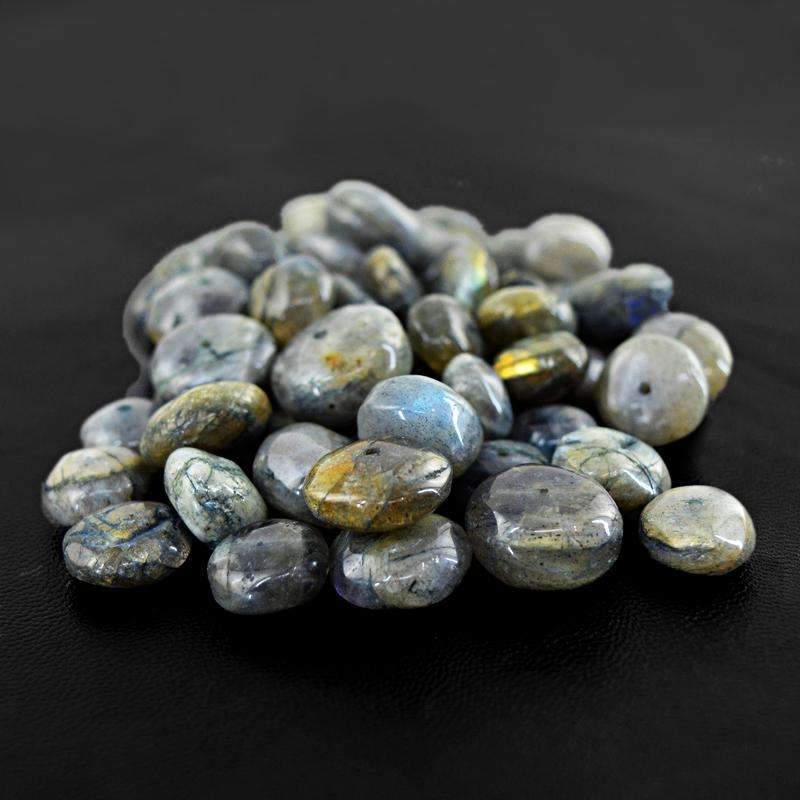 gemsmore:Natural Golden Flash Labradorite Beads Lot - Round Shape Drilled