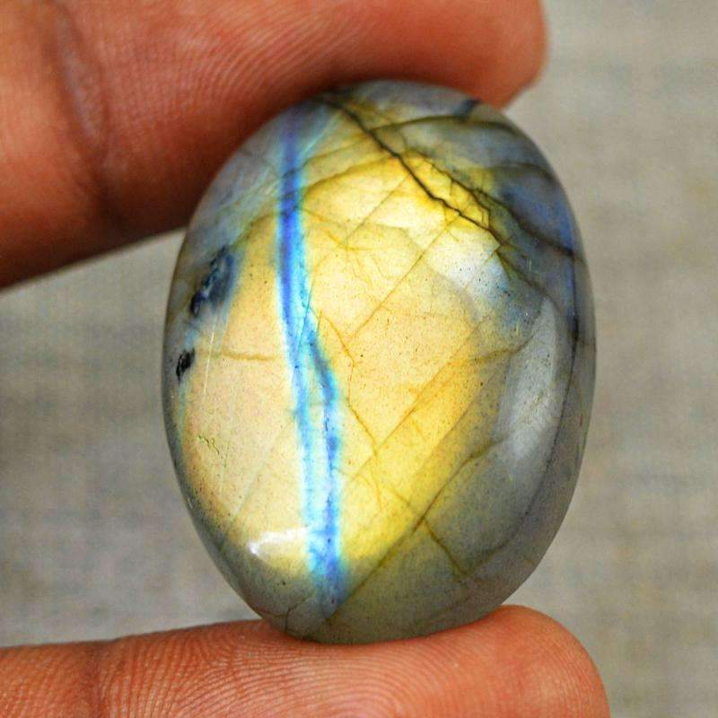 gemsmore:Natural Golden Flash Labradorite Gemstone - Oval Shape