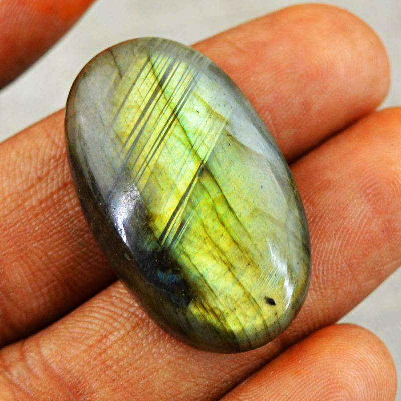 gemsmore:Natural Golden Flash Labradorite Gemstone - Oval Shape