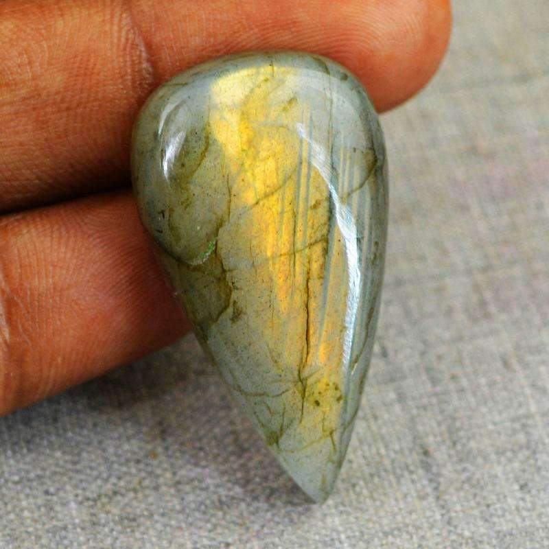 gemsmore:Natural Golden Flash Labradorite Gemstone - Pear Shape