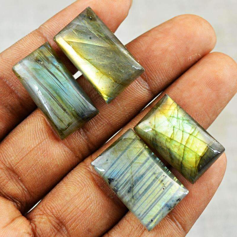 gemsmore:Natural Golden Flash Labradorite Gemstone Lot - Rectangular Shape