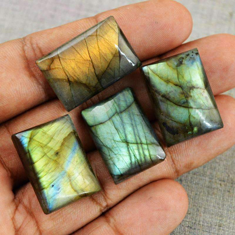 gemsmore:Natural Golden Flash Labradorite Gemstone Lot Rectangular Shape