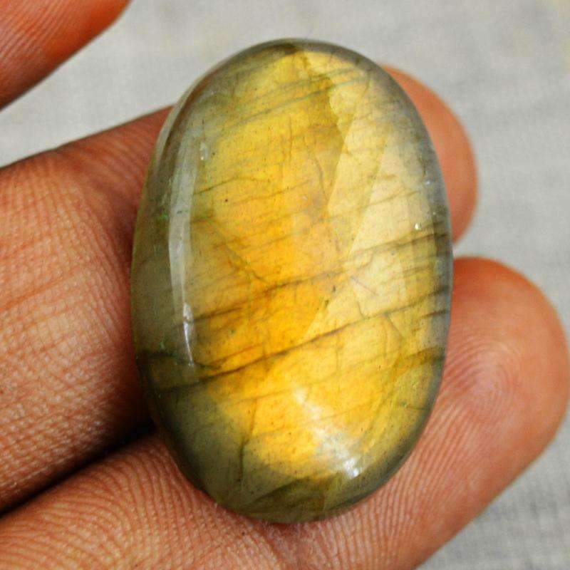 gemsmore:Natural Golden Flash Labradorite Gemstone Oval Shape