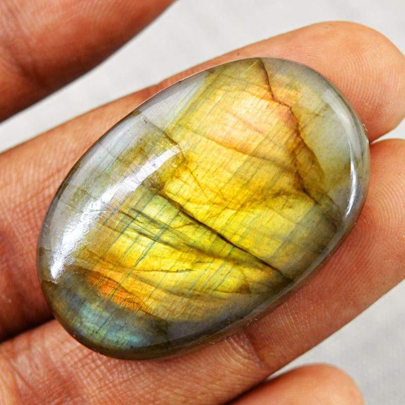 gemsmore:Natural Golden Flash Labradorite Oval Shape Gemstone