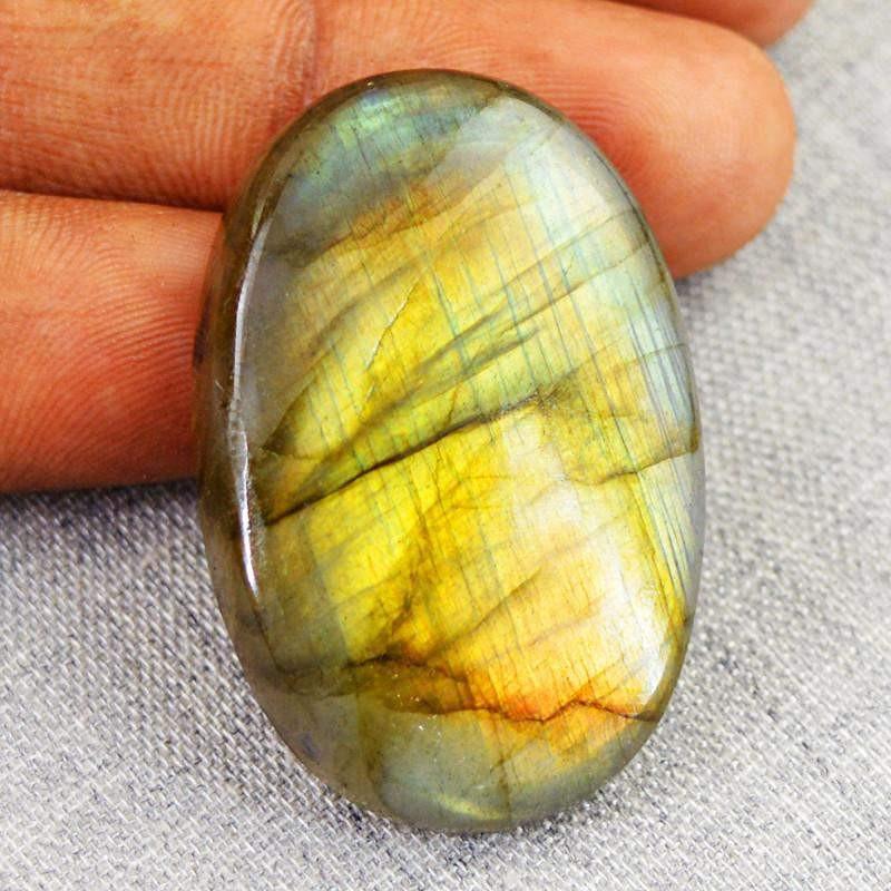 gemsmore:Natural Golden Flash Labradorite Oval Shape Gemstone