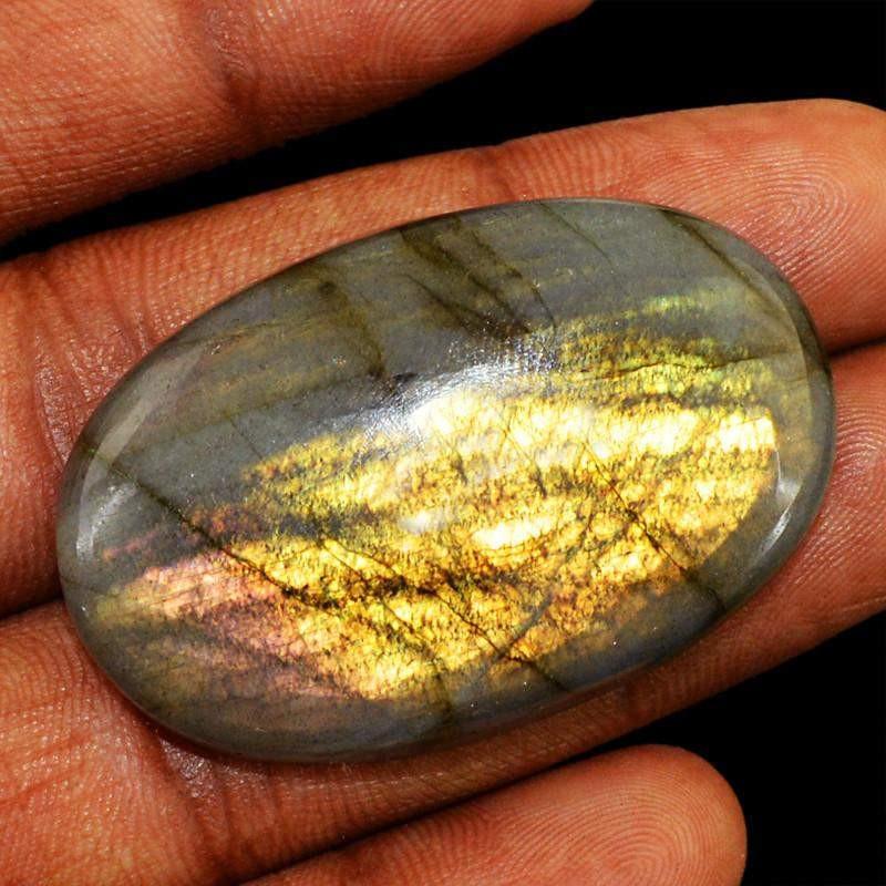 gemsmore:Natural Golden Flash Labradorite Oval Shape Gemstone