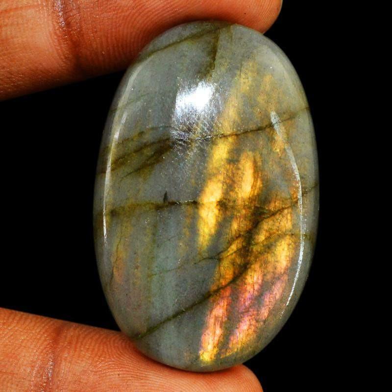 gemsmore:Natural Golden Flash Labradorite Oval Shape Gemstone