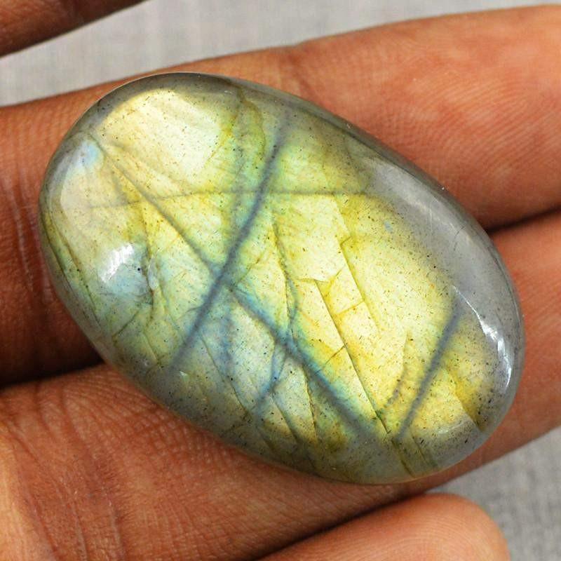 gemsmore:Natural Golden Flash Labradorite Oval Shape Loose Gemstone