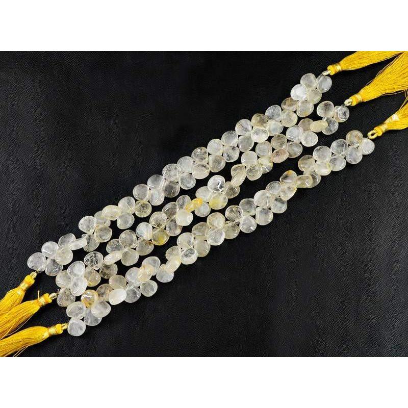 gemsmore:Natural Golden Rutile Drilled Beads Strands