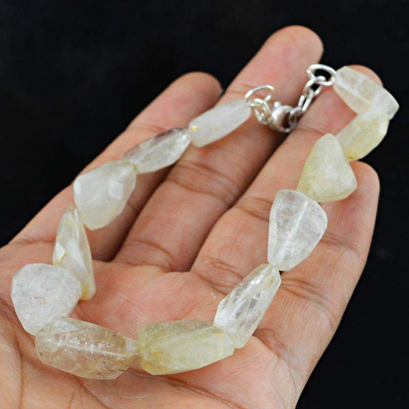 gemsmore:Natural Golden Rutile Quartz Bracelet Faceted Beads