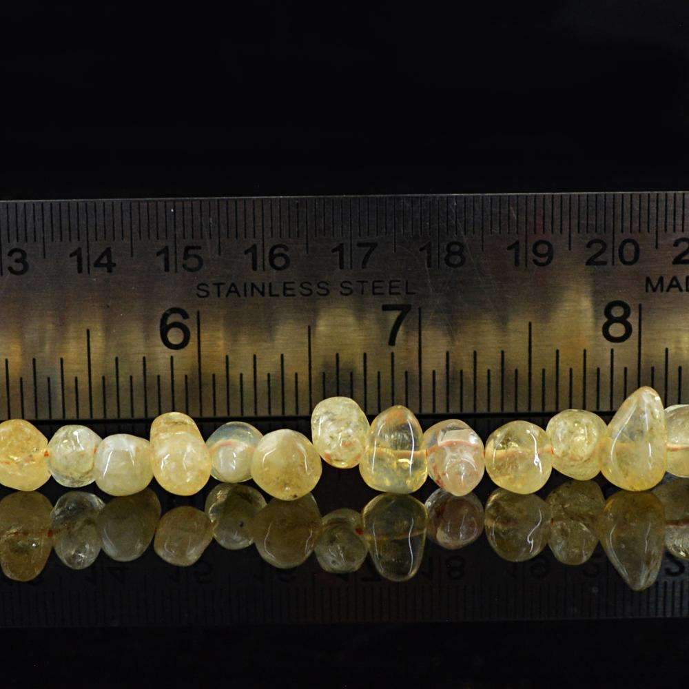 gemsmore:Natural Golden Rutile Quartz Drilled Beads Strand