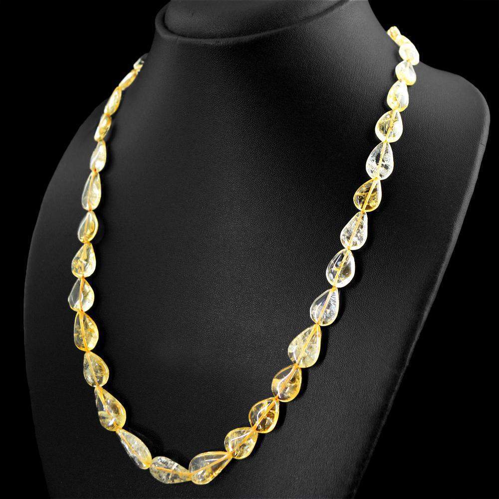 gemsmore:Natural Golden Rutile Quartz Necklace Pear Shape Beads