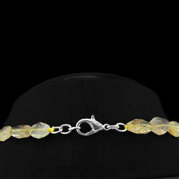 gemsmore:Natural Golden Rutile Quartz Necklace Untreated Faceted Beads