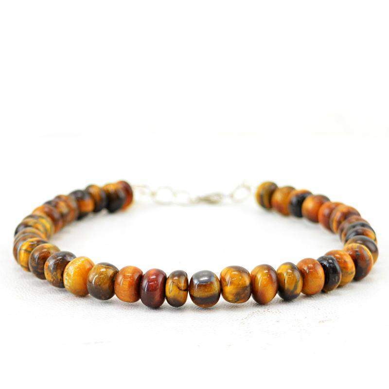gemsmore:Natural Golden Tiger Eye Bracelet Round Beads