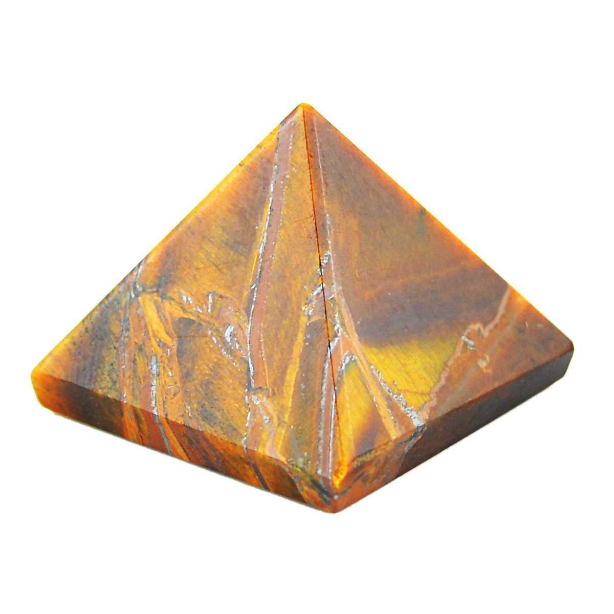 gemsmore:Natural Golden Tiger Eye Gemstone Reiki Healing Pyramid