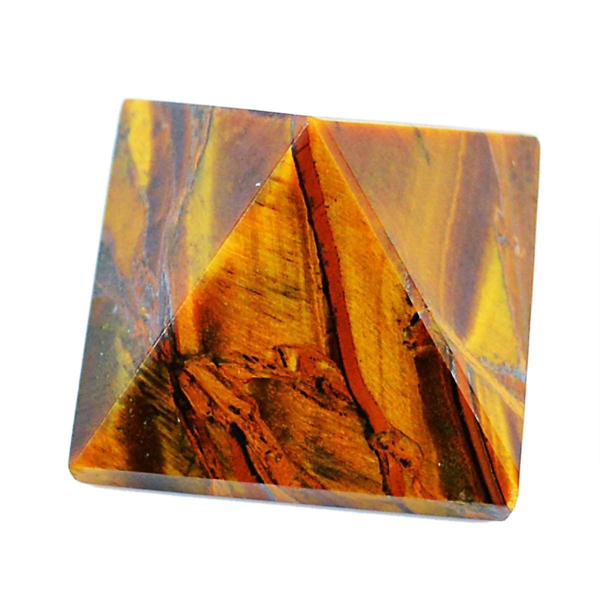gemsmore:Natural Golden Tiger Eye Gemstone Reiki Healing Pyramid