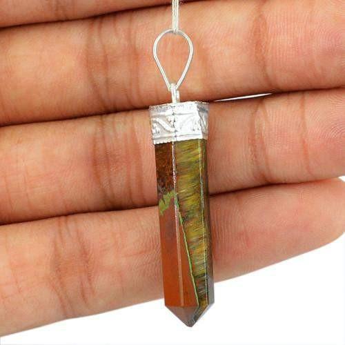 gemsmore:Natural Golden Tiger Eye Healing Point Pendant