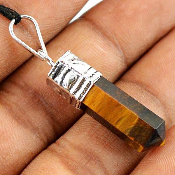 gemsmore:Natural Golden Tiger Eye Healing Point Pendant