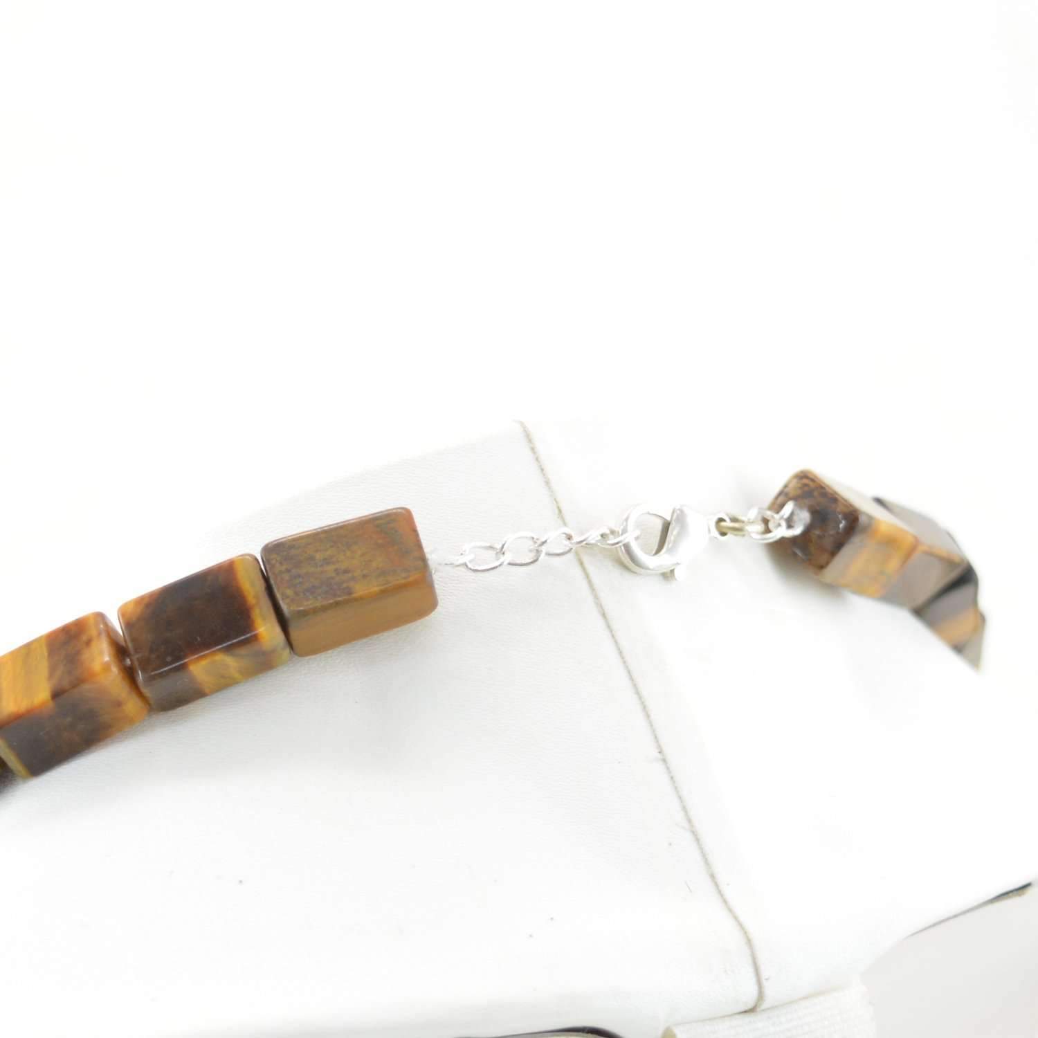 gemsmore:Natural Golden Tiger Eye Necklace Single Strand Untreated Beads