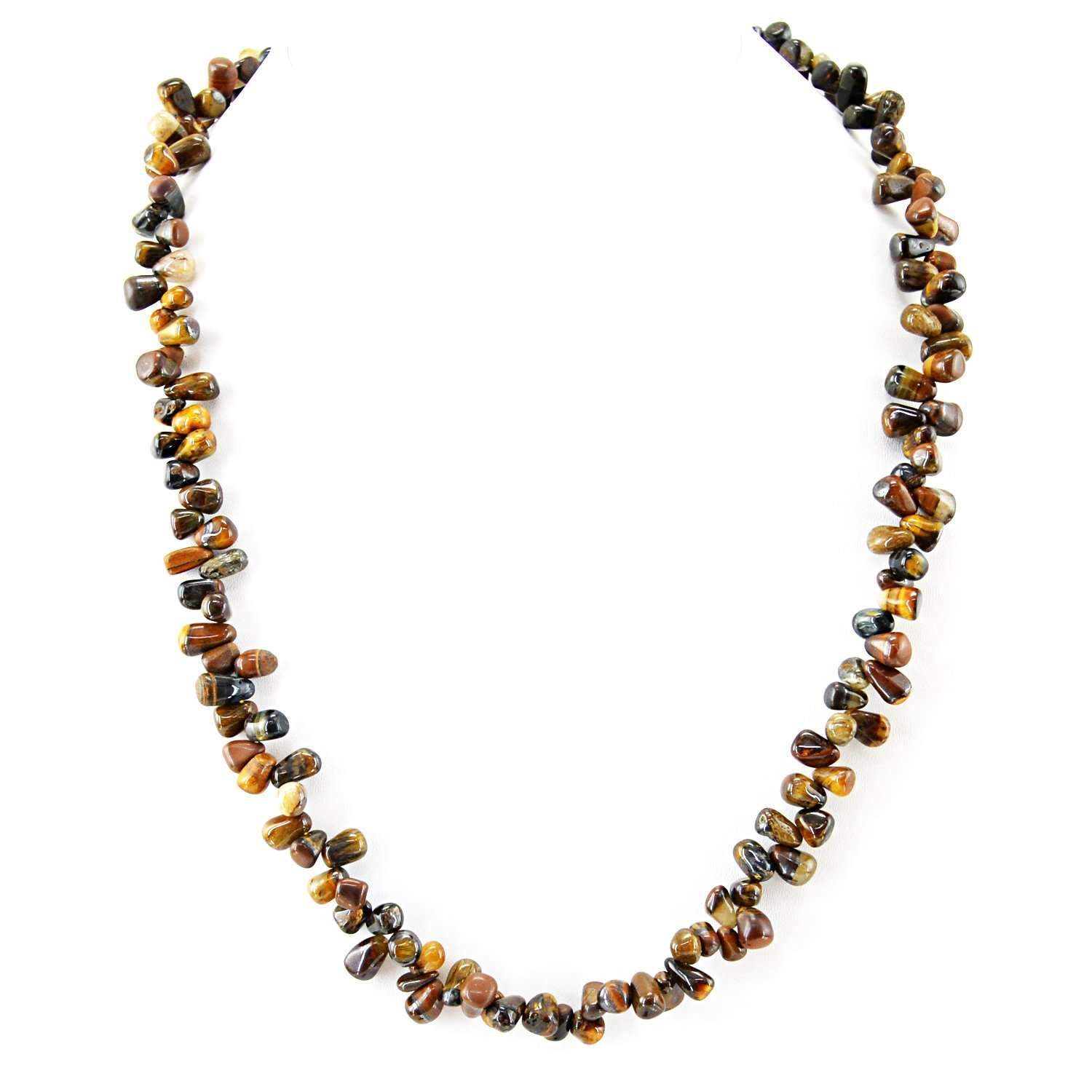 gemsmore:Natural Golden Tiger Eye Necklace Tear Drop Beads