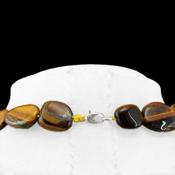 gemsmore:Natural Golden Tiger Eye Necklace Untreated Beads