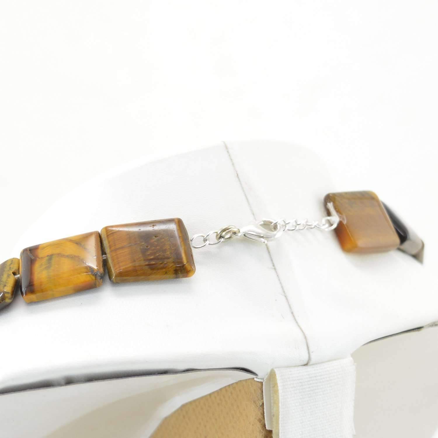 gemsmore:Natural Golden Tiger Eye Necklace Untreated Beads