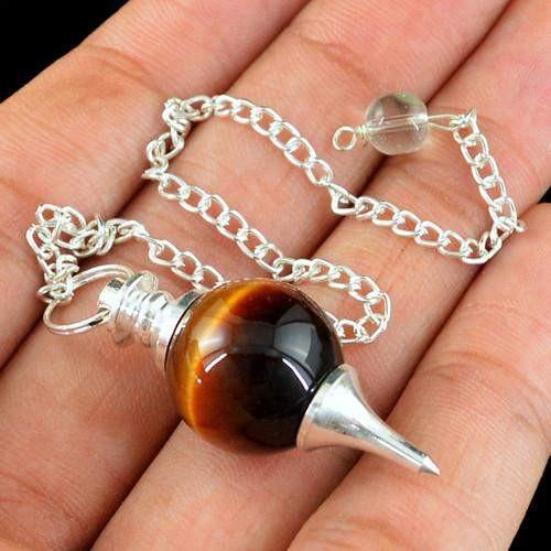 gemsmore:Natural Golden Tiger Eye Pendulum